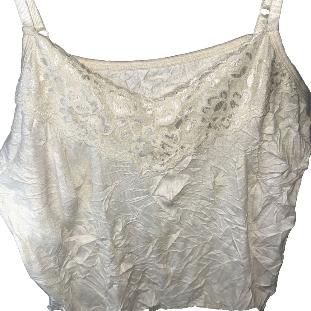 Vintage 90s Y2K Babydoll Cami Large Crinkle Long Lace Romantic Fairy Coquette - Picture 1 of 5